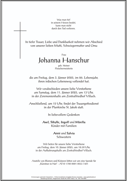Parte Johanna  Hanschur
