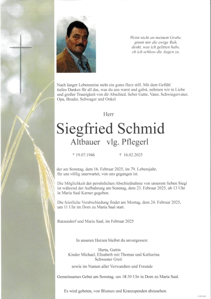 Parte Siegfried Schmid  vlg. Pflegerl