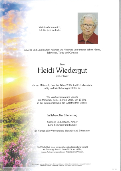 Parte Heidi Wiedergut, geb. Fillafer