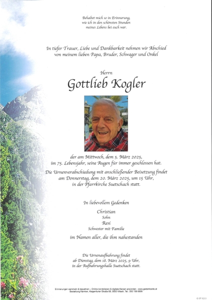 Parte Gottlieb Christian Kogler