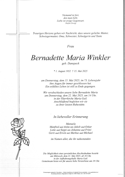 Parte von Bernadette Maria Winkler