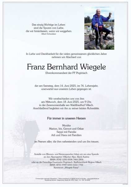 Parte von Franz Bernhard  Wiegele