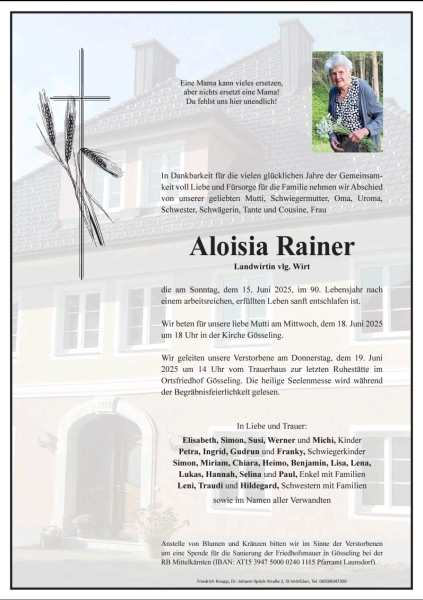 Parte von Aloisia Rainer