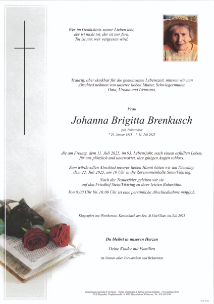 Parte von Johanna Brigitta Brenkusch