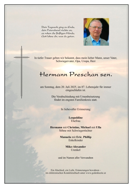 Parte von Hermann Preschan sen.