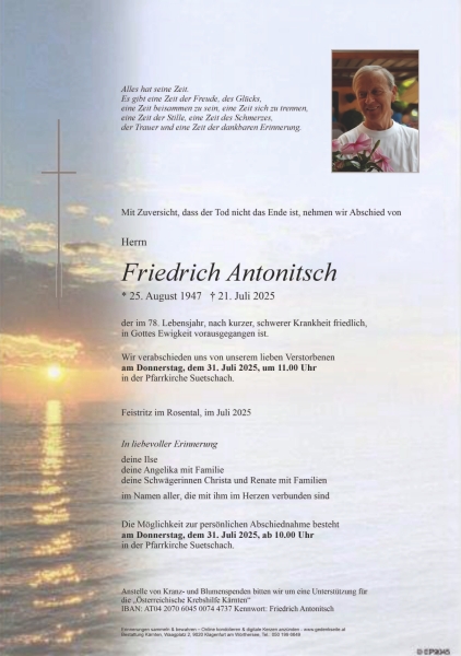 Parte von Friedrich Antonitsch