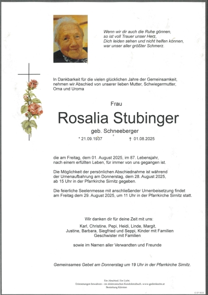 Parte von Rosalia Stubinger