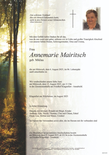 Parte von Annemarie Mairitsch