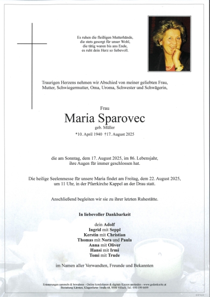 Parte von Maria Sparovec