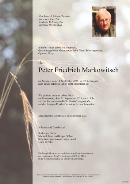 Parte von Peter Friedrich Markowitsch