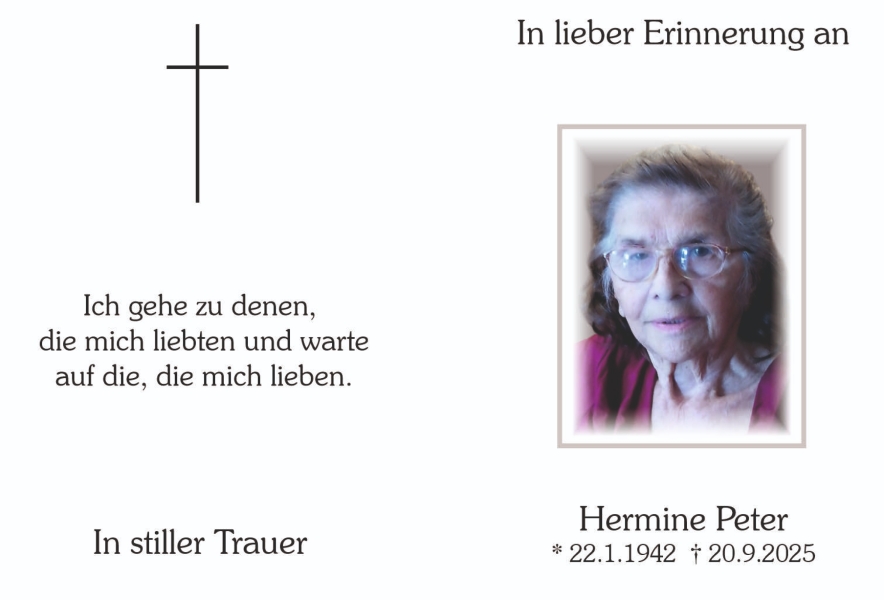 Parte von Hermine Peter, geb. Taubmann