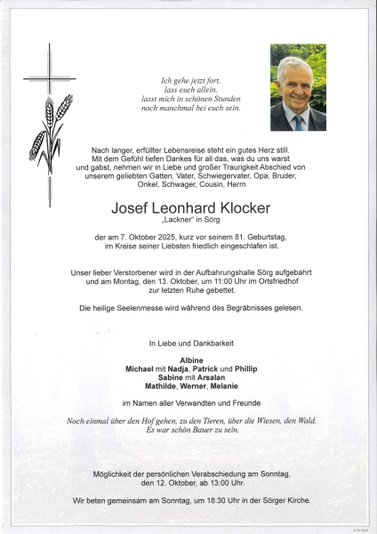 Parte von Josef Leonhard Klocker