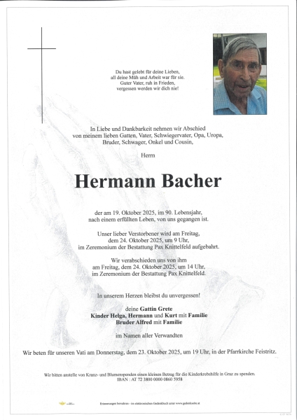 Parte von Hermann Bacher