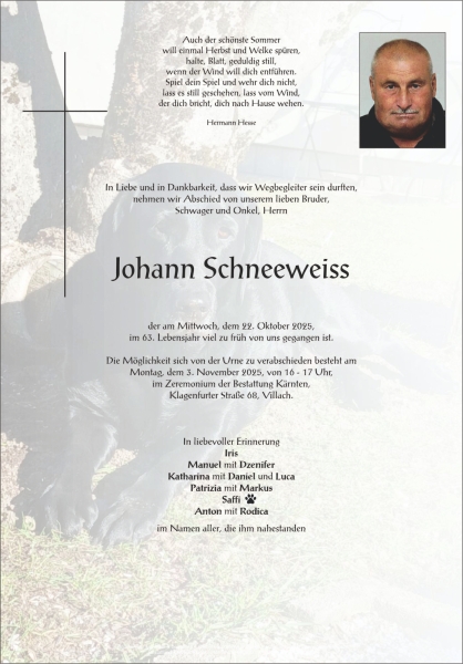 Parte von Johann Schneeweiss