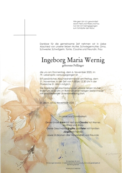 Parte von Ingeborg Maria  Wernig