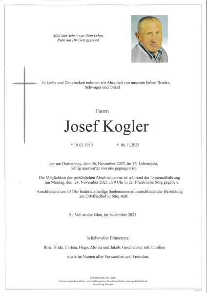 Parte von Josef Kogler
