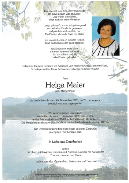 Parte von Helga Maier, geb. Michenthaler
