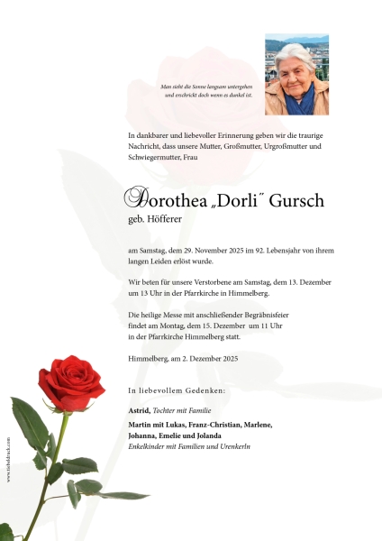 Parte von Dorothea  Gursch