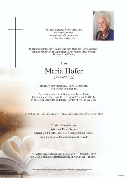 Parte von Maria Hofer