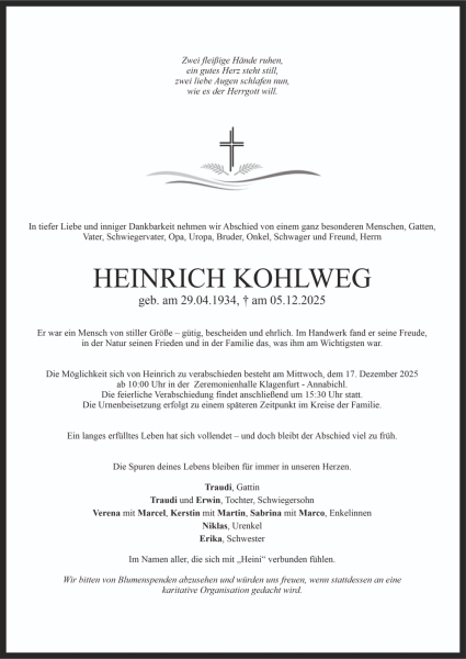 Parte von Heinrich Kohlweg