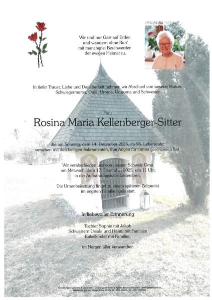 Parte von Rosina Maria Kellenberger-Sitter