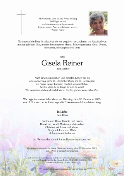 Parte von Gisela Reiner, geb. Koffler