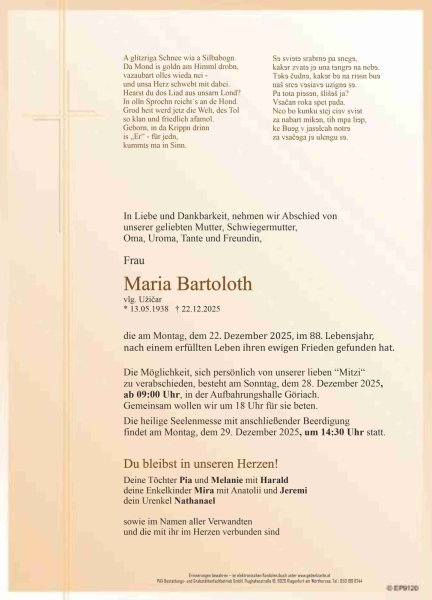 Parte von Maria  Bartoloth