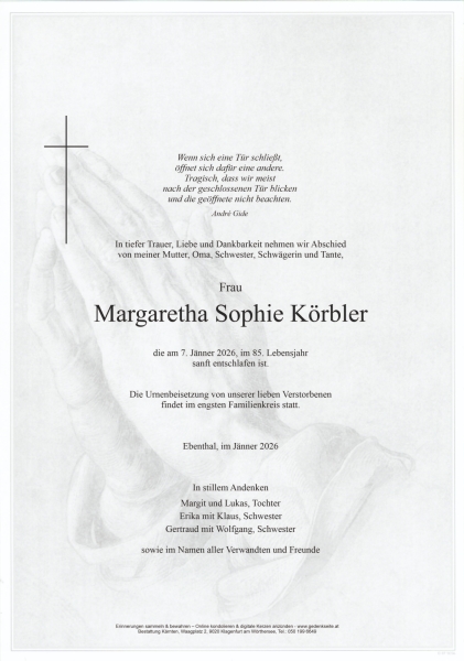 Parte von Margaretha Sophie Körbler
