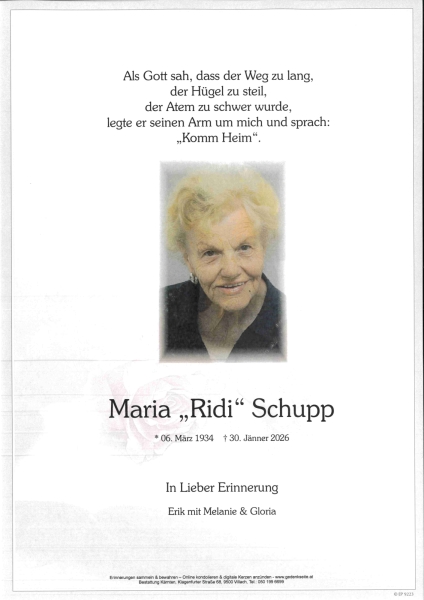 Parte von Maria "Ridi" Schupp