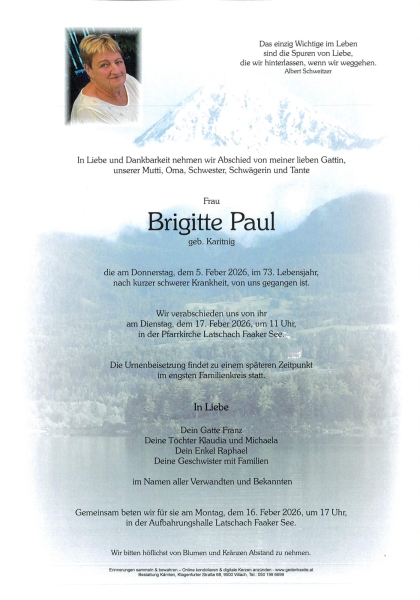 Parte von Brigitte Paul, geb. Karitnig