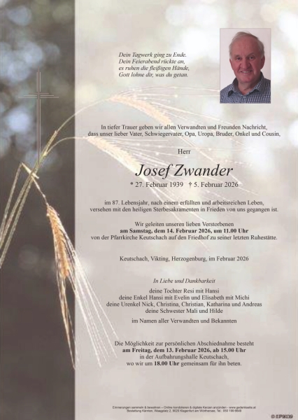 Parte von Josef Zwander