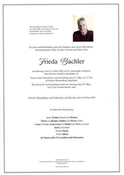 Parte von Frieda  Bachler