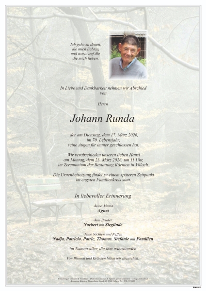 Parte von Johann Runda