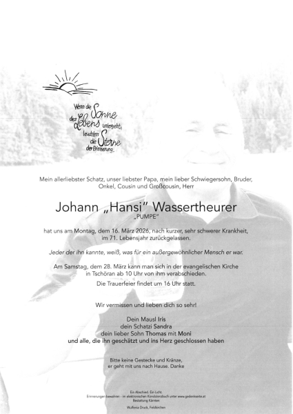 Parte von Johann Franz  Wassertheurer