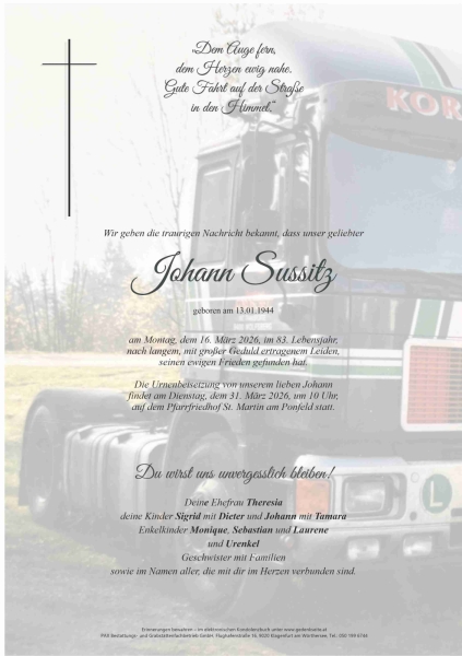 Parte von Johann Sussitz