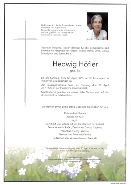 Parte von Hedwig Höfler