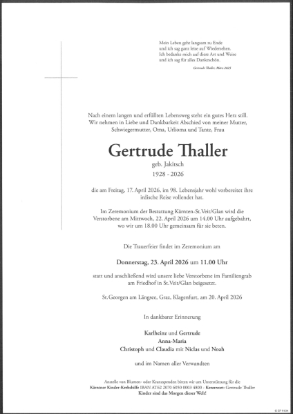 Parte von Gertrude Thaller
