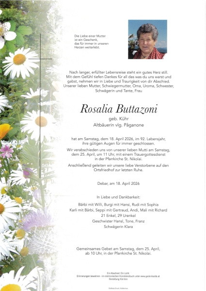 Parte von Rosalia Buttazoni