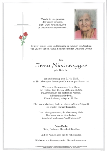 Parte von Irma Niederegger