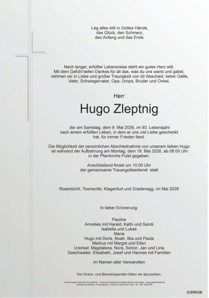 Parte von Hugo Zleptnig