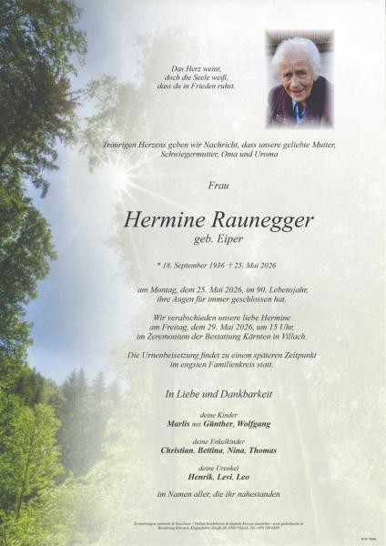 Parte von Hermine Marianne Raunegger