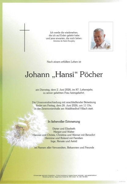 Parte von Johann Pöcher