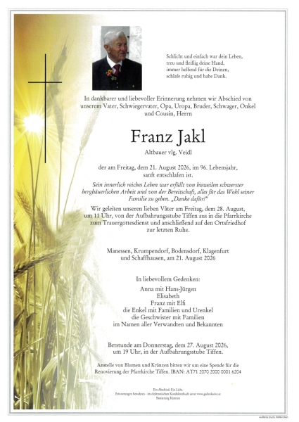 Parte von Franz  Jakl sen.