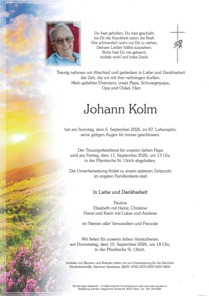 Parte von Johann Kolm