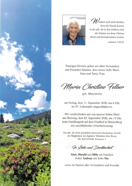 Parte von Maria Christine Felber