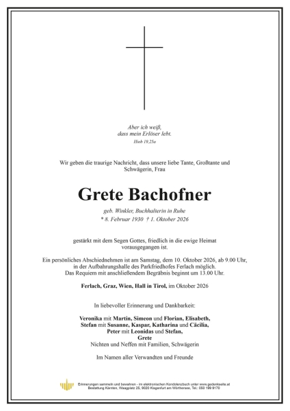 Parte von Grete Bachofner