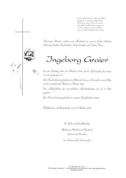 Parte von Ingeborg Anna  Graier